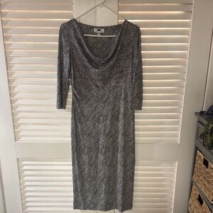 Diane Von Furstenberg Black and Gray Long Sleeve Dress